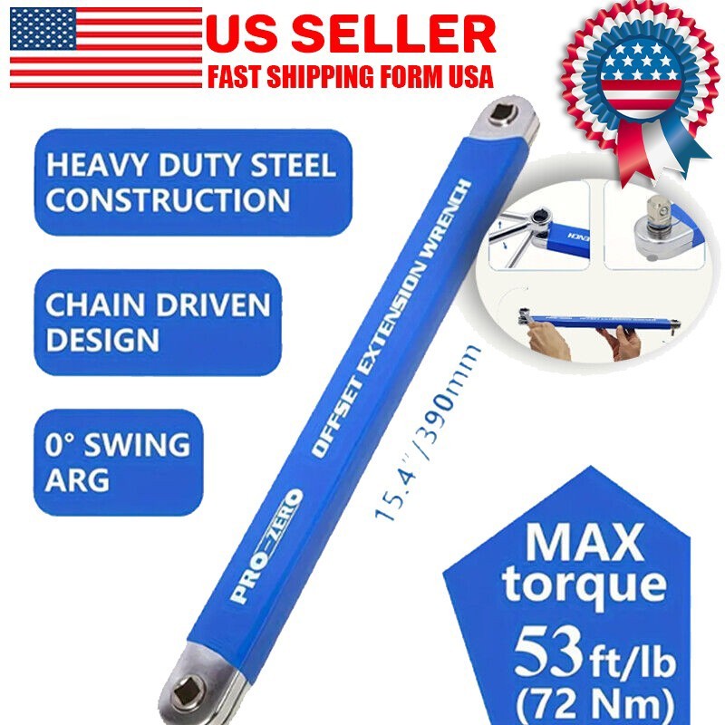 US Multifunctional Offset Extension Wrench Impact Ready Socket Tool w/Adapter