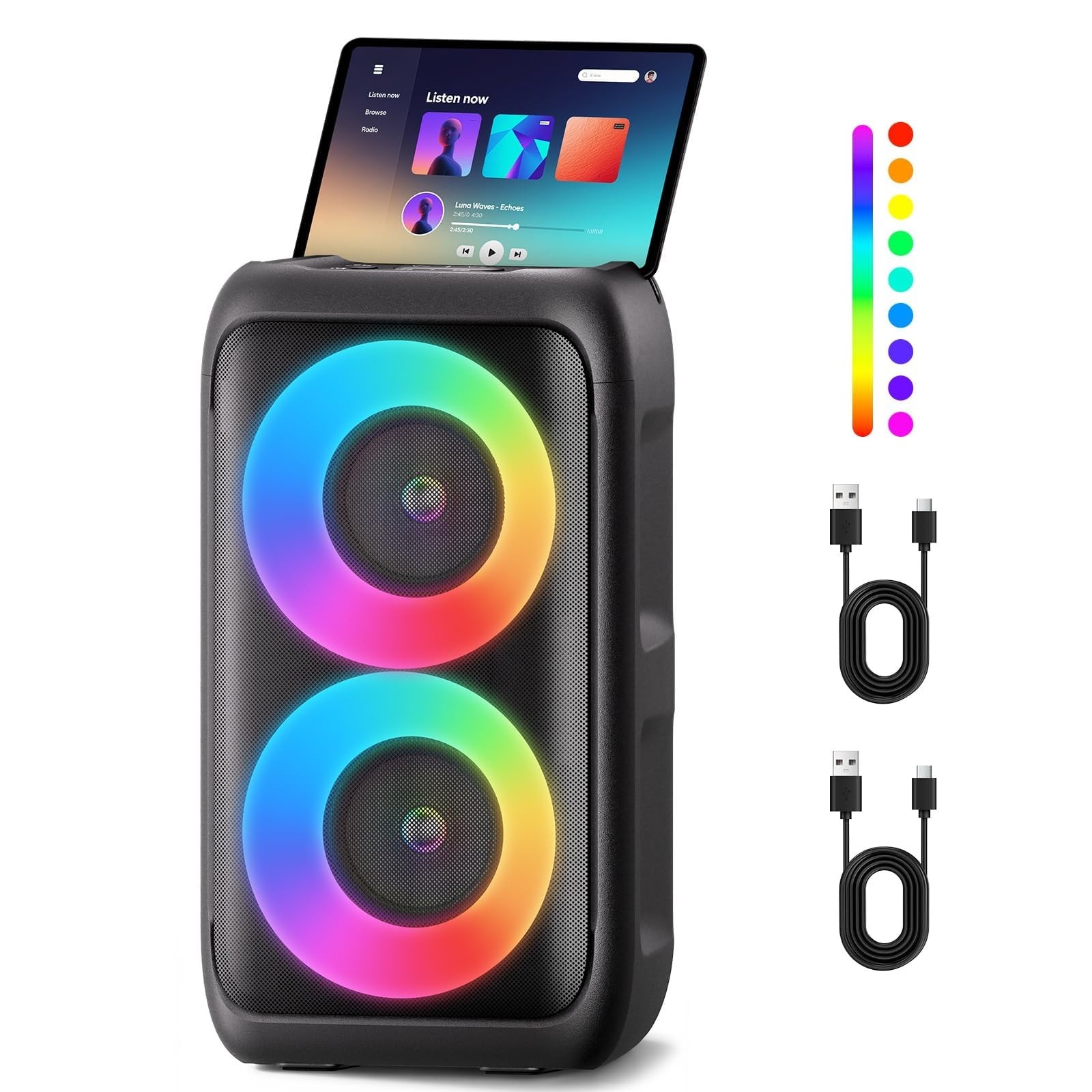 Wireless Bluetooth Speaker with 2 Microphones - Portable Karaoke Party System wi