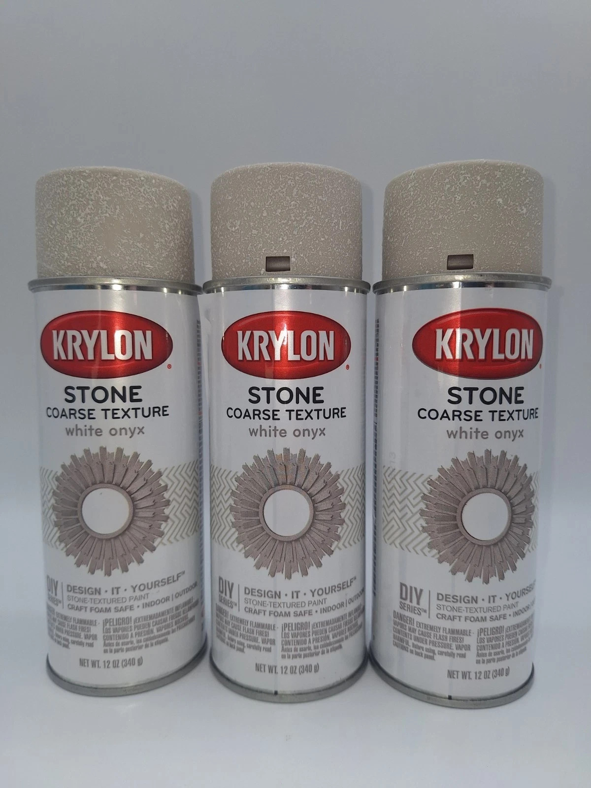 Krylon Stone Coarse Texture Finish Spray Paint White Onyx 18213 (3) 12 Oz Cans