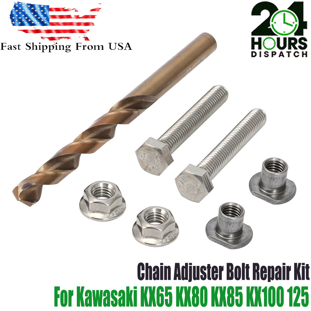 Chain Adjuster Bolt Repair Kit For Kawasaki KX65 KX80 KX85 KX100 125 Swing Arm