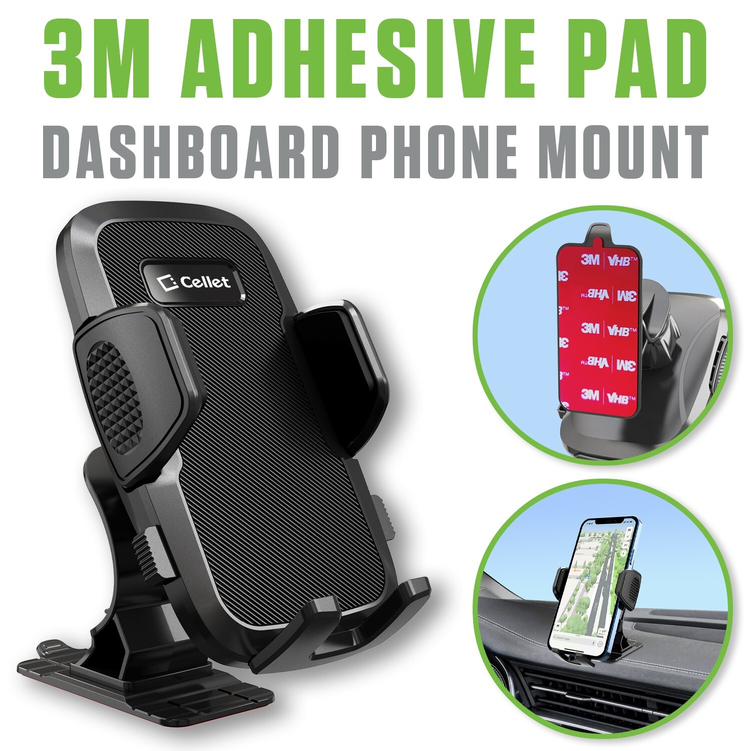 Cellet Car Dashboard Phone Holder Mount Compatible with iPhone, Galaxy, Pixel