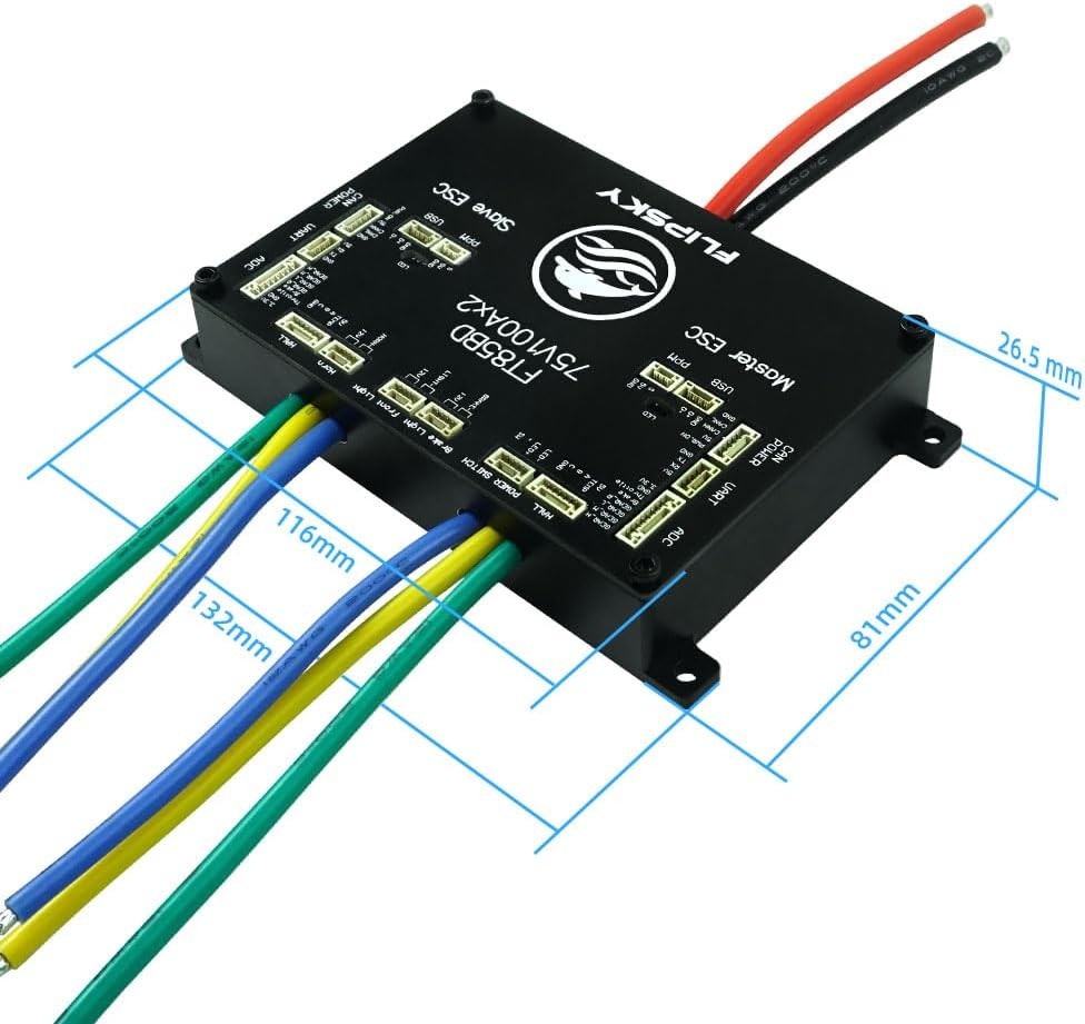 FLIPSKY FT85BD Dual ESC 84V 200A L132*W81*H26.5mm(Including Alu. Case), BLACK