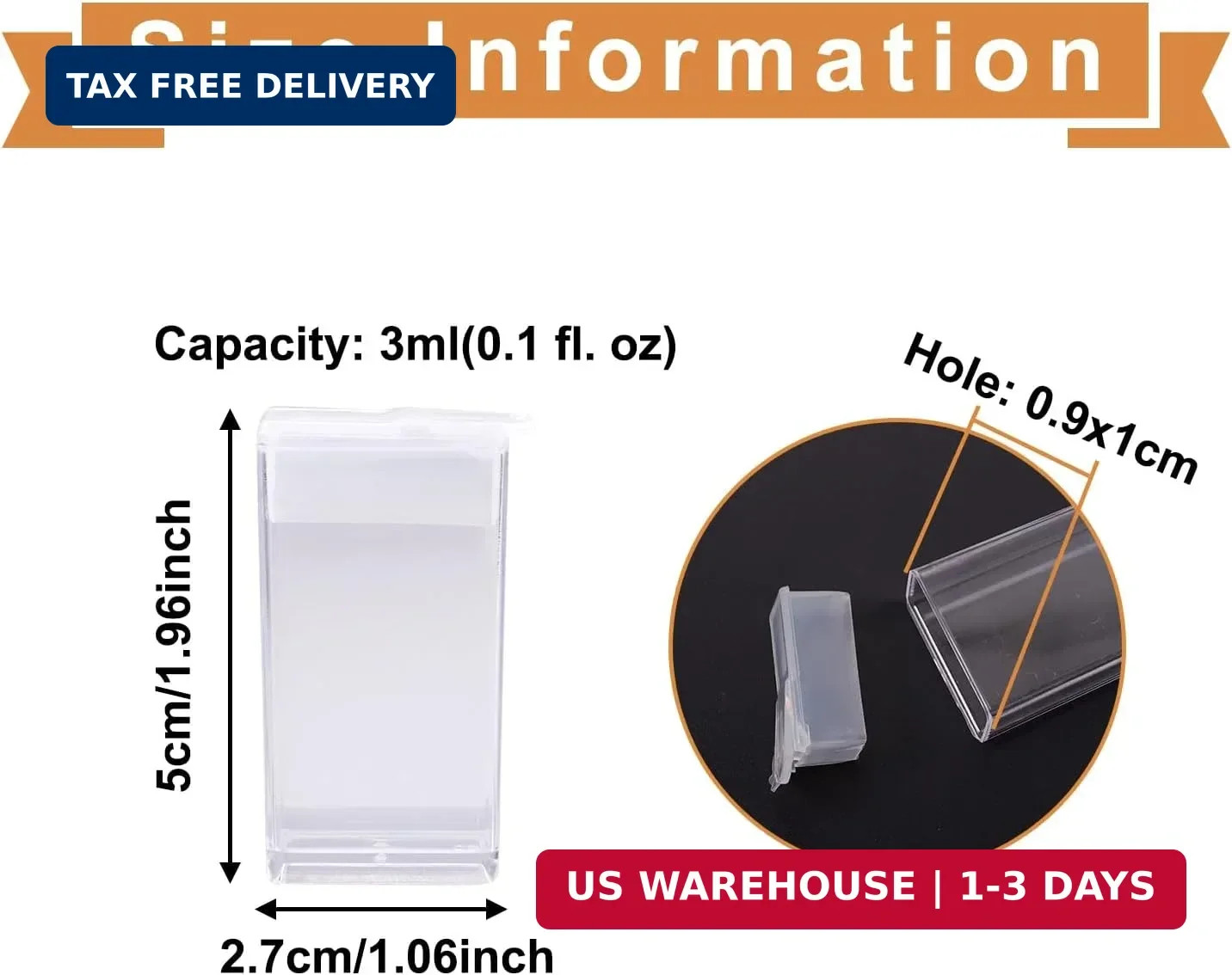 100Pcs Plastic Flip Top Seed Bead Small Storage Containers 2x1 Rectan