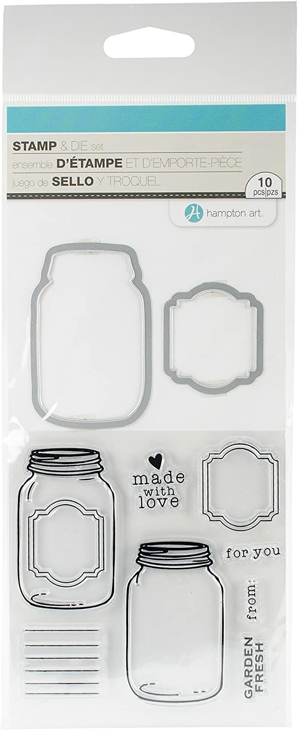 Hampton Art Hot Fudge Stamp & Die Set Mason Jars Labels - Made With Love
