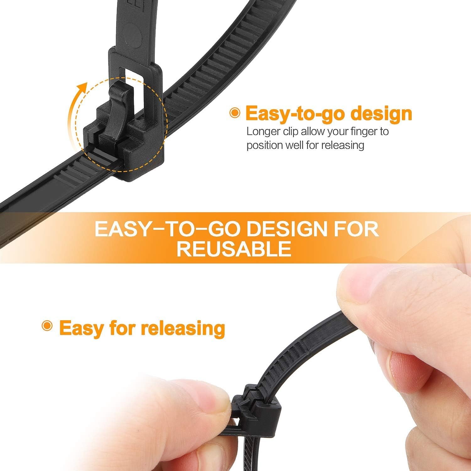 200 Count Heavy Duty Zip Ties Assorted Sizes with Non-Slip Grip for Reliability