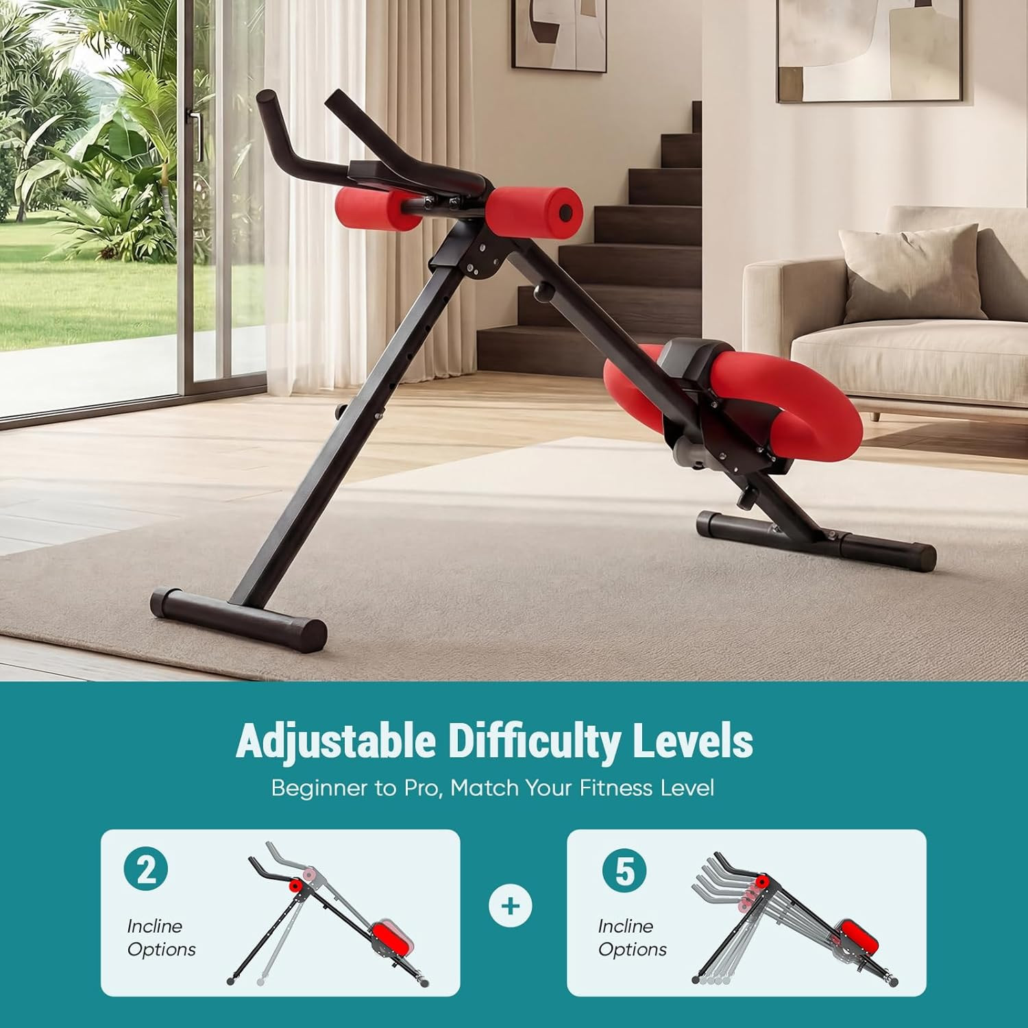 Adjustable Ab Machine for Stomach Workout, Core Workout Equipment for Home Gym,