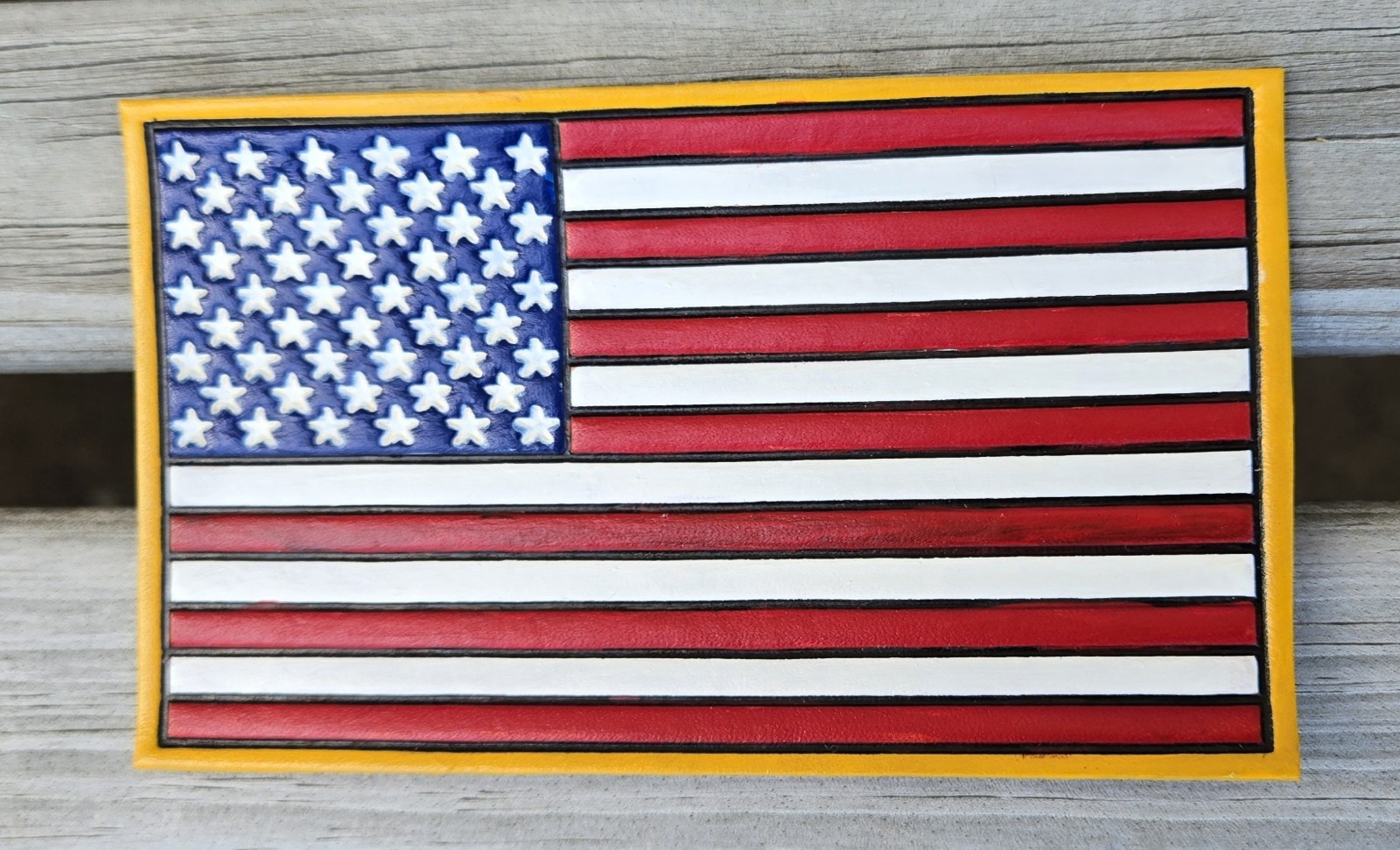 Painted Leather Flag USA Squadron Patch  A-2 3×5 Inch