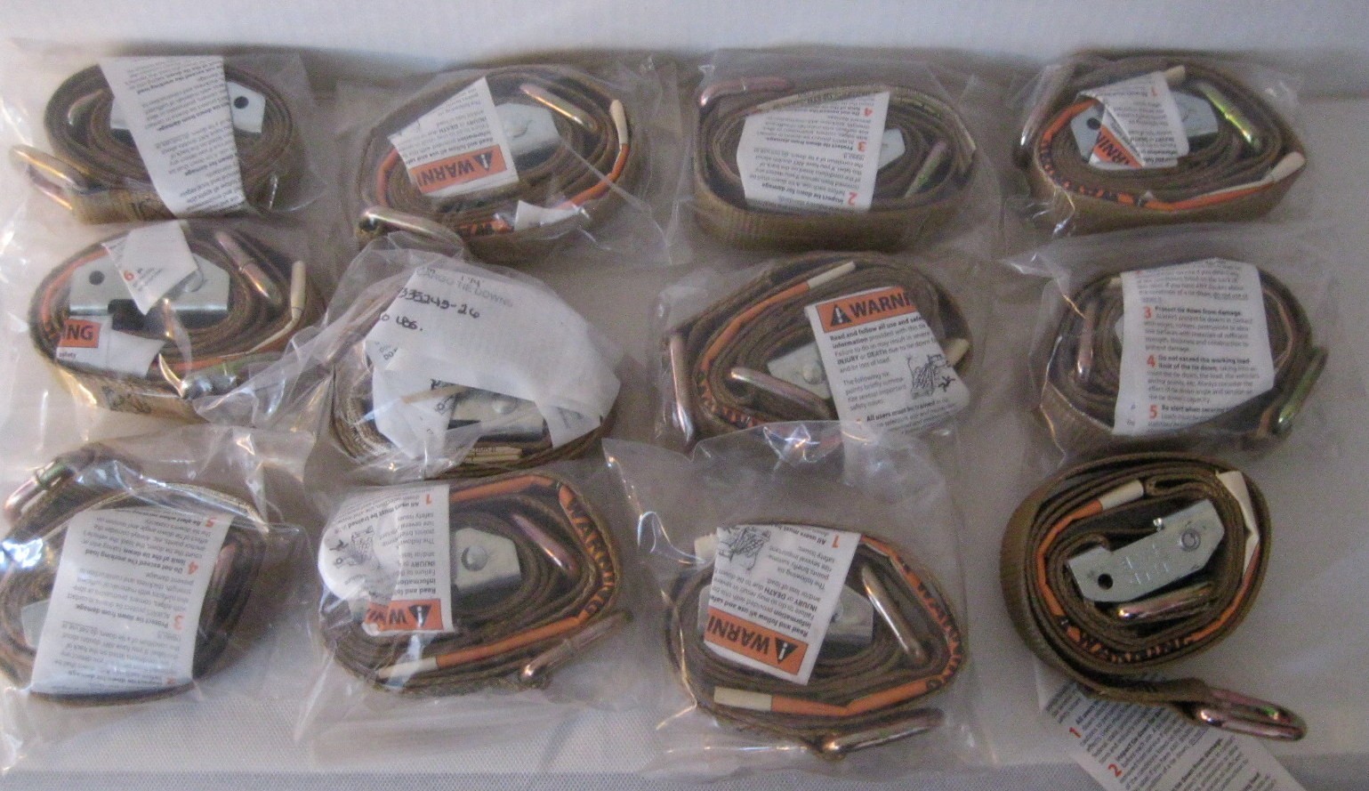 New Lot of 12 Rockford Cargo Tie Downs 500 Lbs., 1" Wide Strap, 3 Feet Long