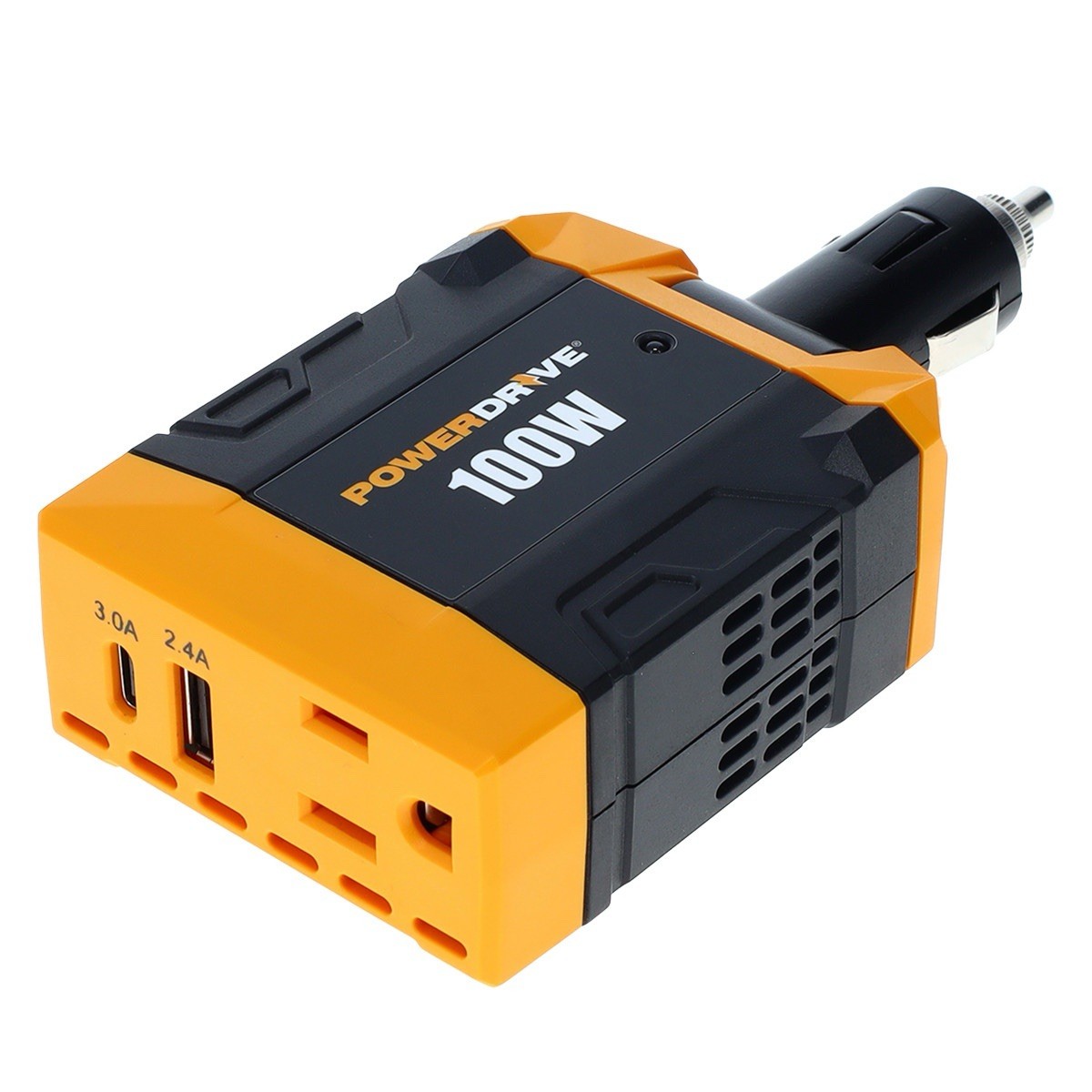 PowerDrive PWD100D 100W Power Inverter with USB-C and USB Ports 1 AC Outlet