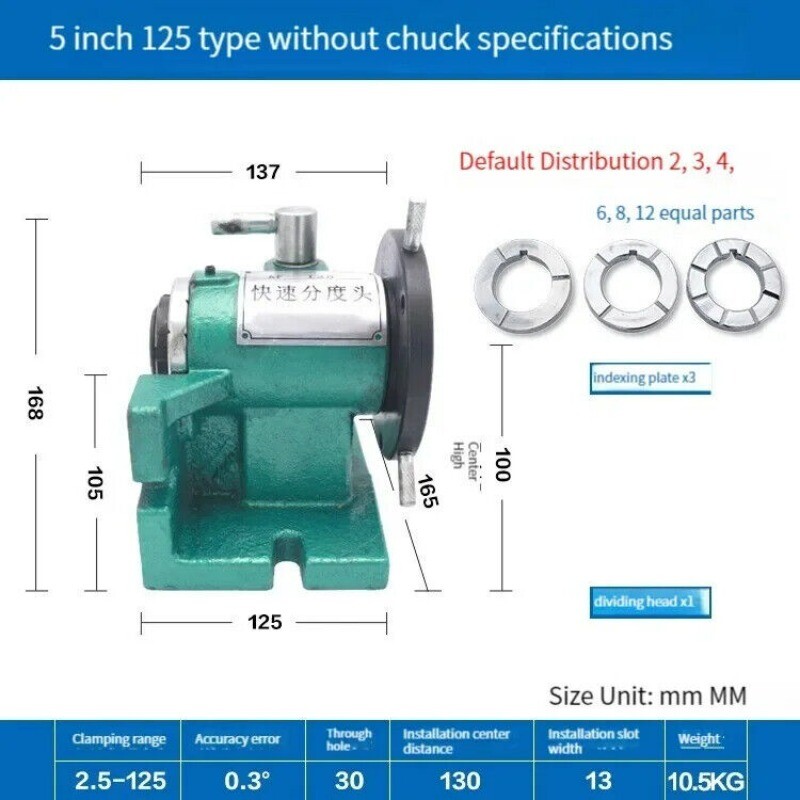 Dividing Head 5 Inches with Three Jaw Chuck Milling Machine Drilling Machine