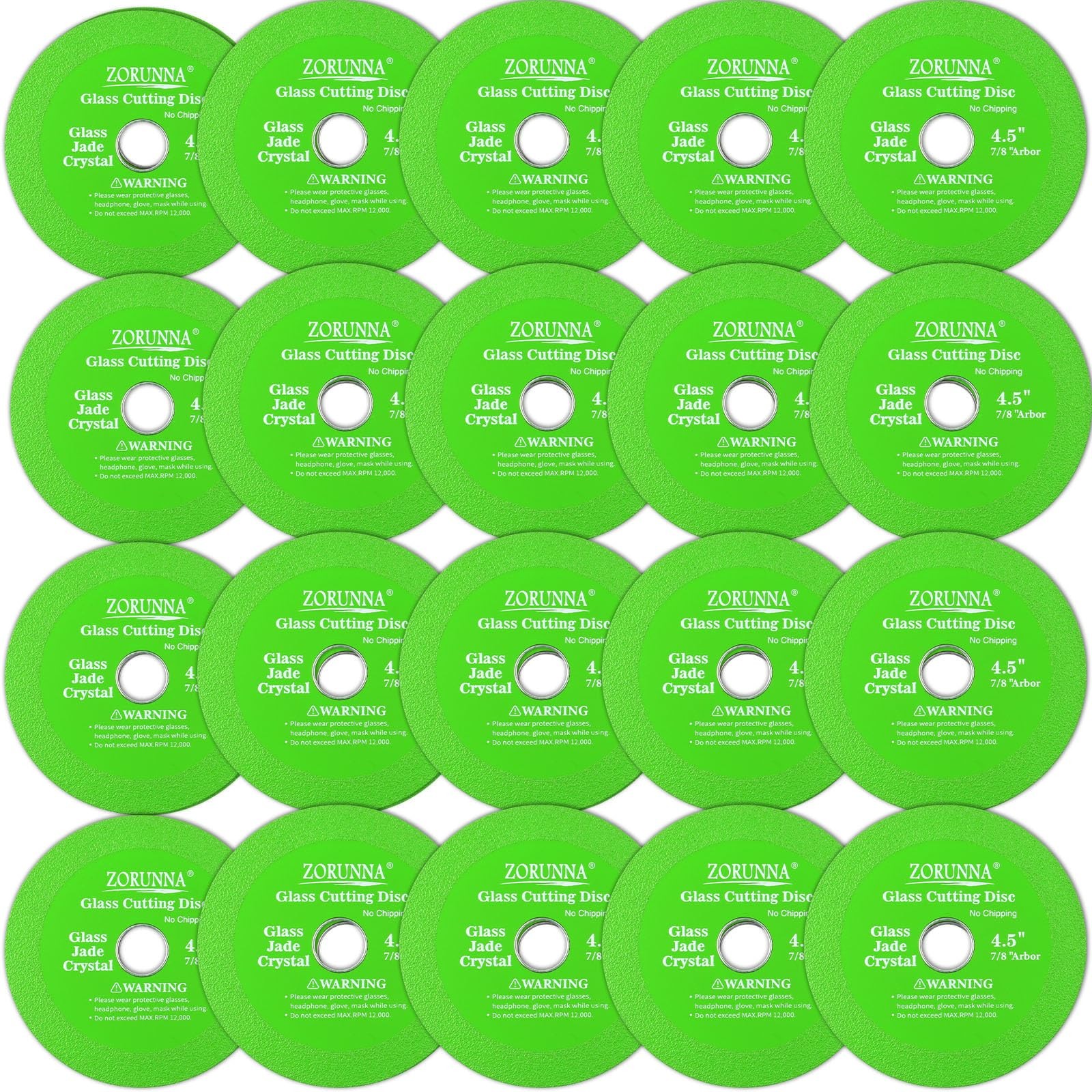 ZORUNNA Glass Cutting Disc for 4-1/2 Angle Grinder, 20 Pack Glass Ceramic