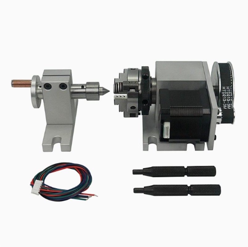 4-jaw Chuck 1:10 CNC 100mm Chuck Swivel Spindle 4th Axis Chuck Tailstock