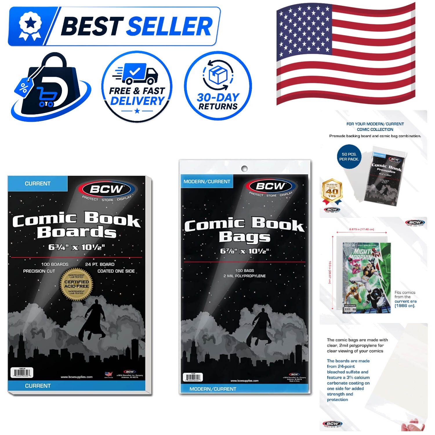Preserve Valuable Comics: 100 Count Acid-Free Polypropylene Bags & Boards Set
