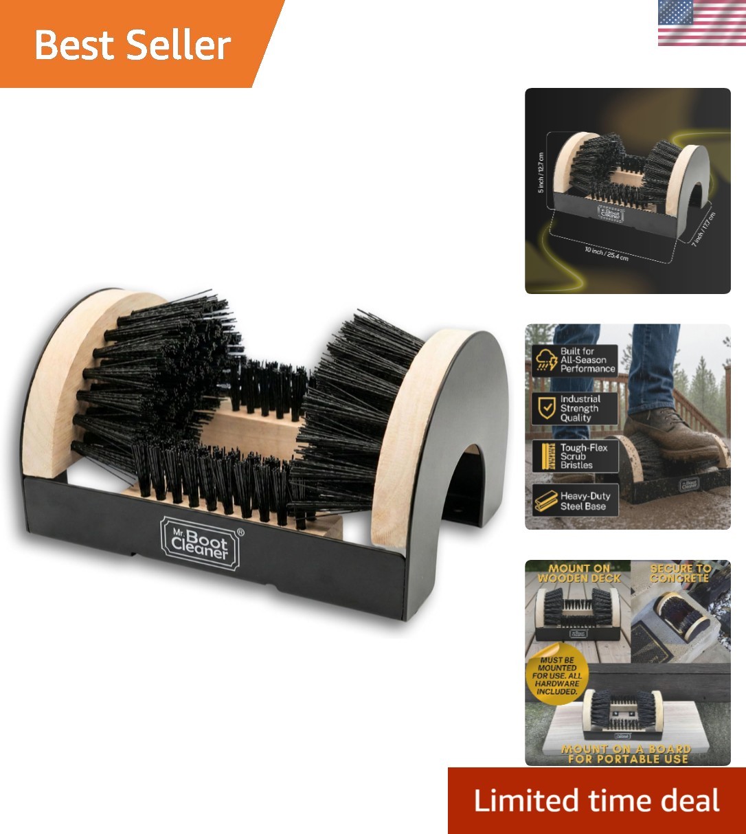 Effortless Boot Cleaner - Heavy Duty Scrubber with Firm Bristles for Outdoor Use