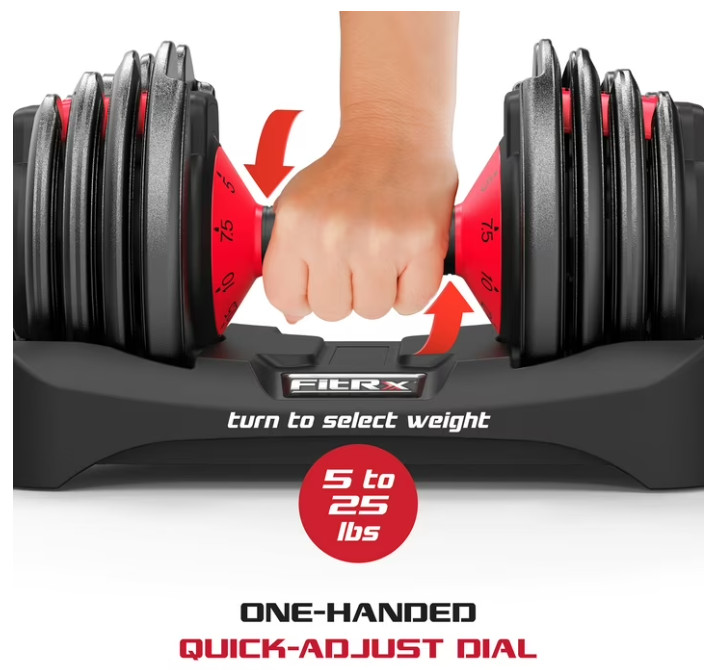 FitRx SmartBell, 9 in 1 Adjustable Dumbbell, 25 lb