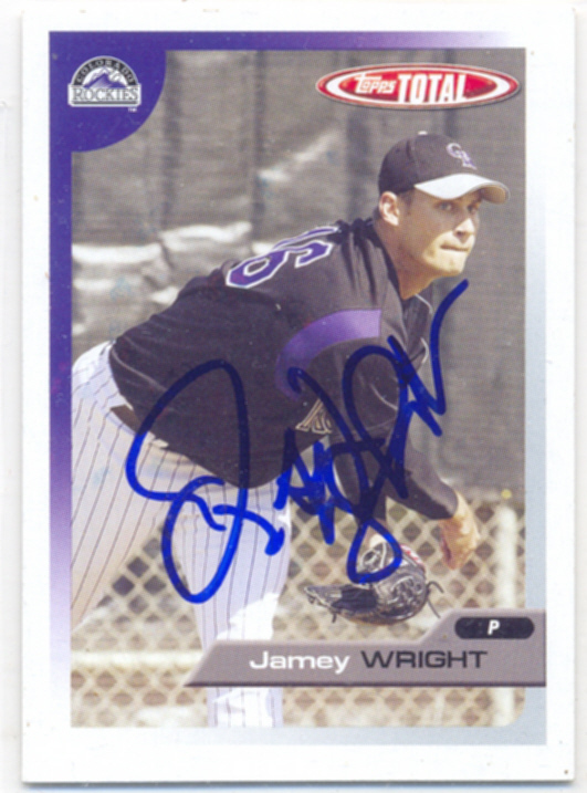 JAMEY WRIGHT COLORADO ROCKIES SIGNED CARD INDIANS ROYALS DODGERS CARDINALS RAYS