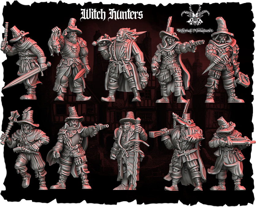 Witch Hunters Set x12 The Inquisition Oldhammer 28mm Fantasy Infernal Miniatures