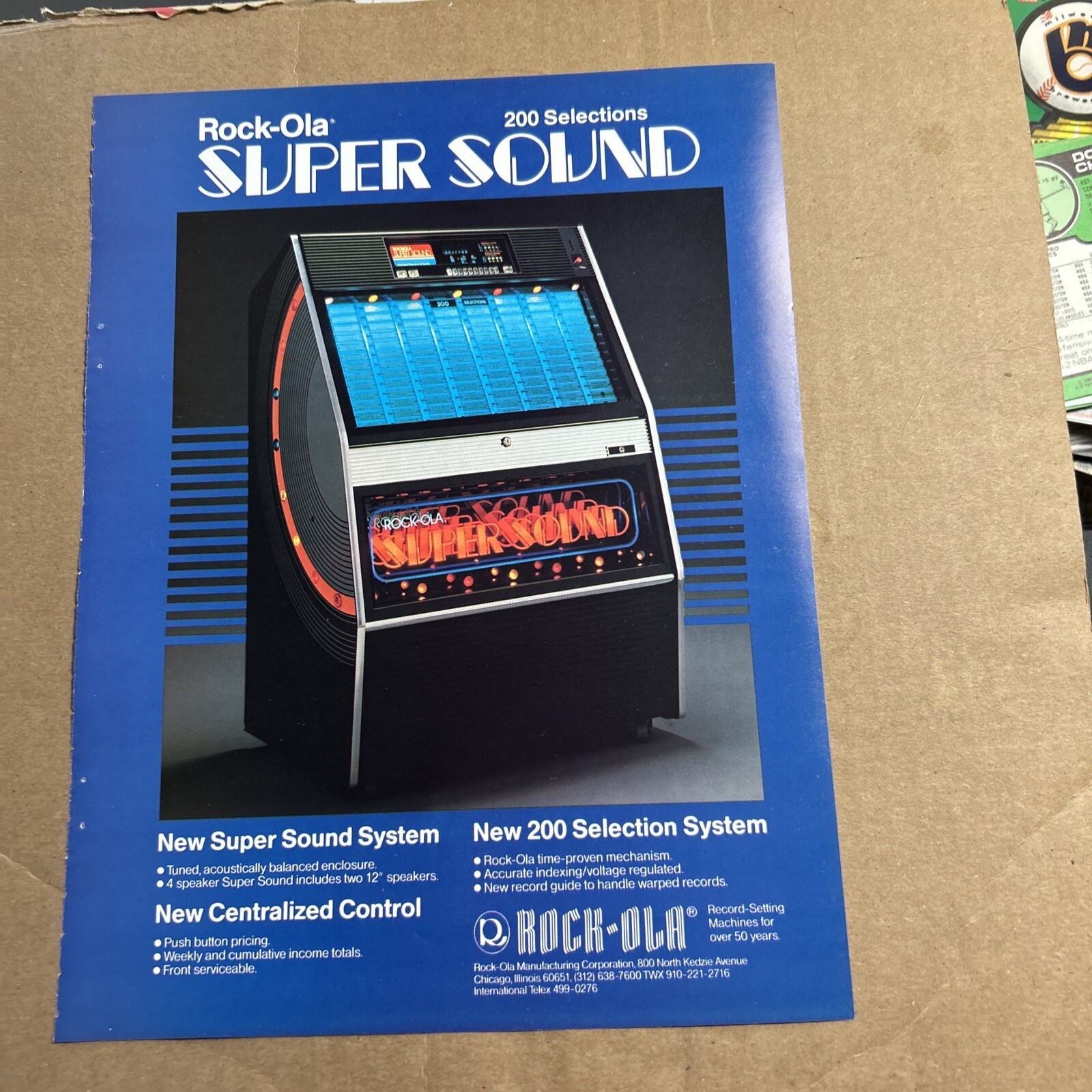 11-8 Original 1984 Vintage Ad Rock Ola Super Sound 200 jukebox FLYER