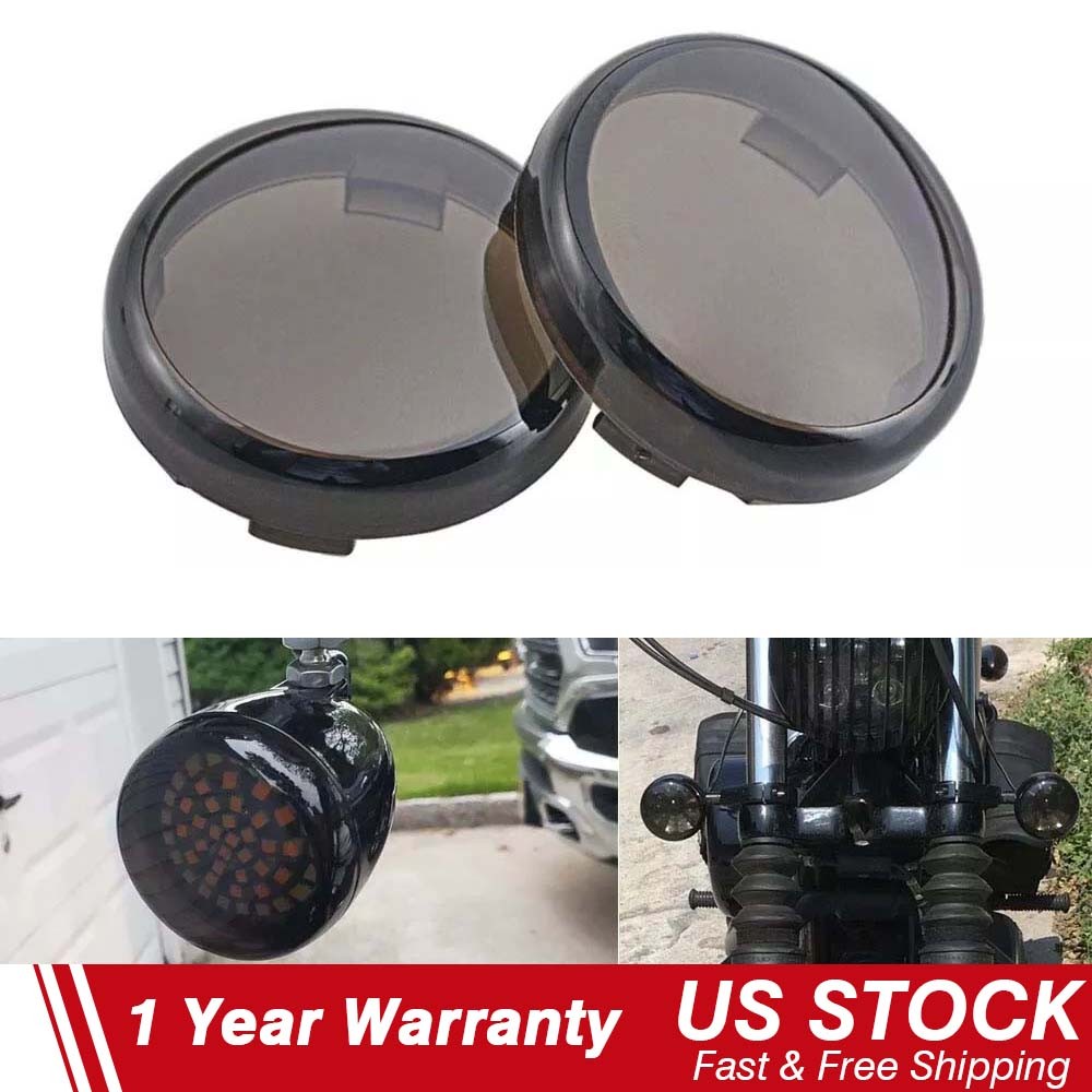 2pcs Turn Signal Light Smoke Len Covers For Harley Sportster 1200 883 2002-2015