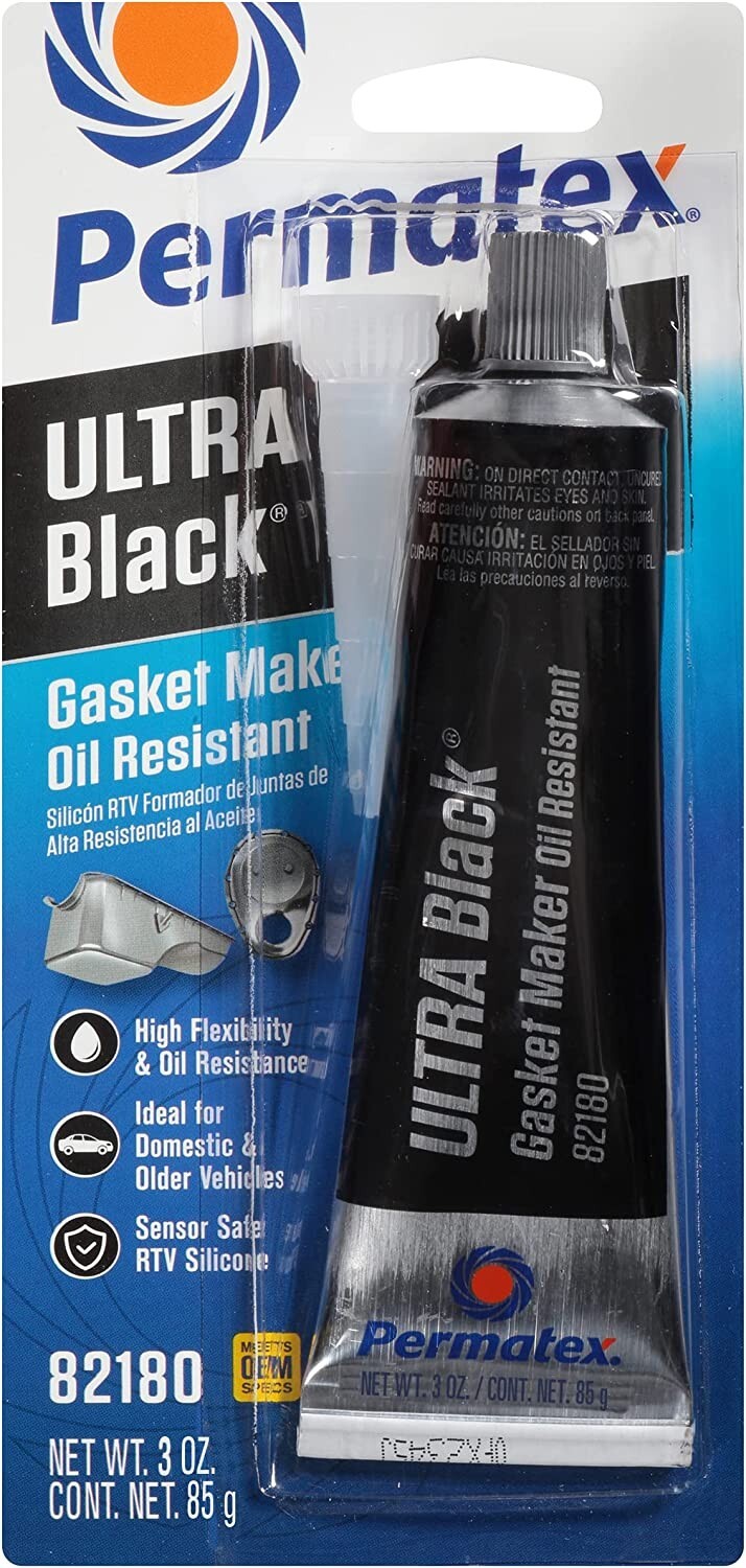 Permatex 82180 Ultra Black Maximum Oil Resistance RTV Silicone Gasket Maker 3 Oz