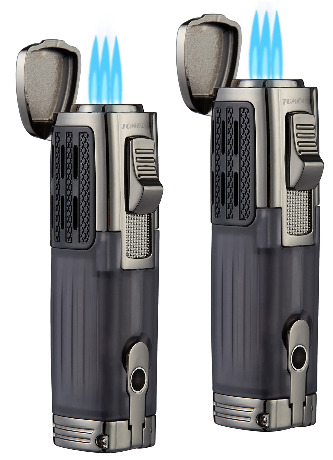 Cigar Lighter Triple Jet Flame Torch Lighter Refillable Butane Lighter with C...