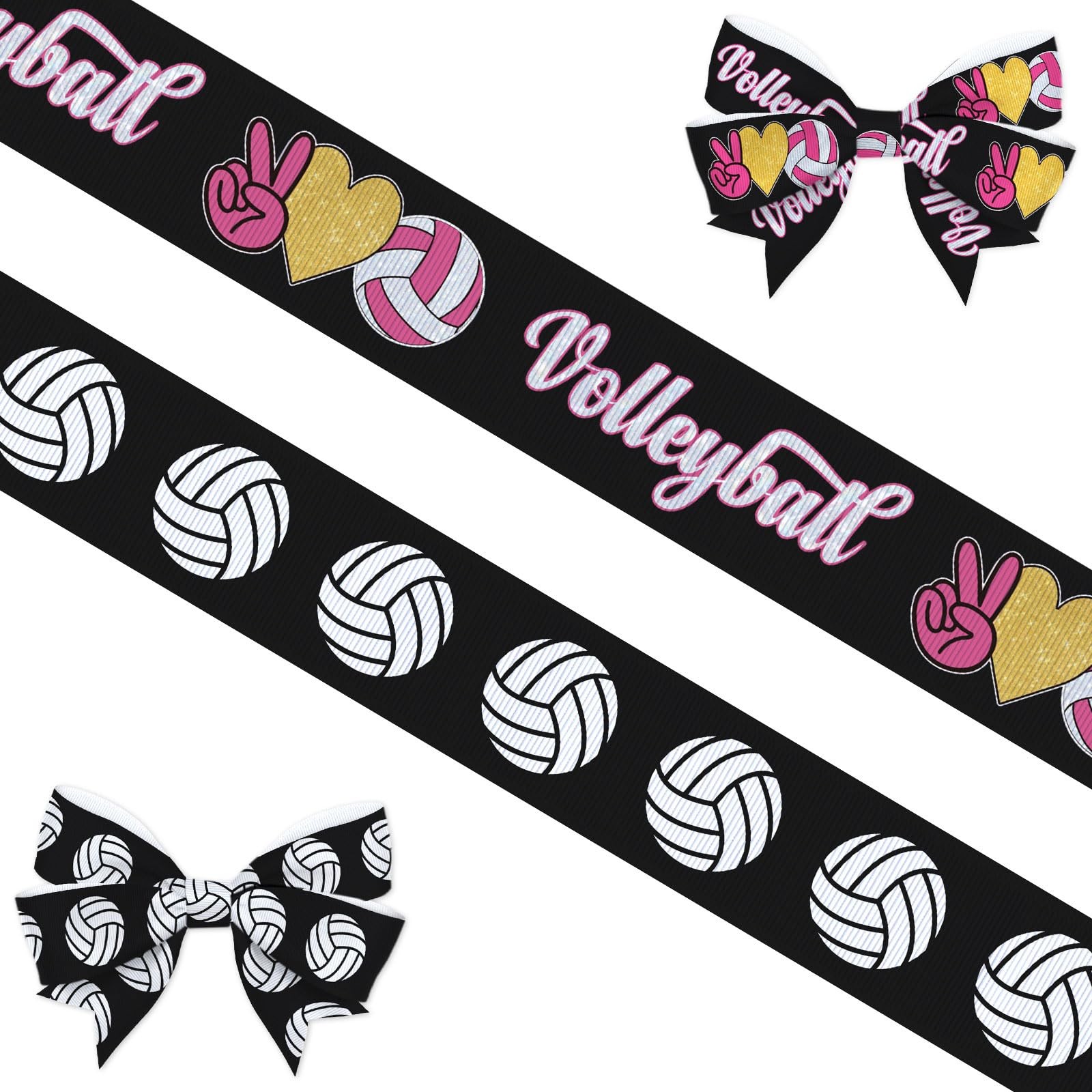 2 PCS Sports Volleyball Ribbons for 3/4 inches by 5 yards, 3/4" Black
