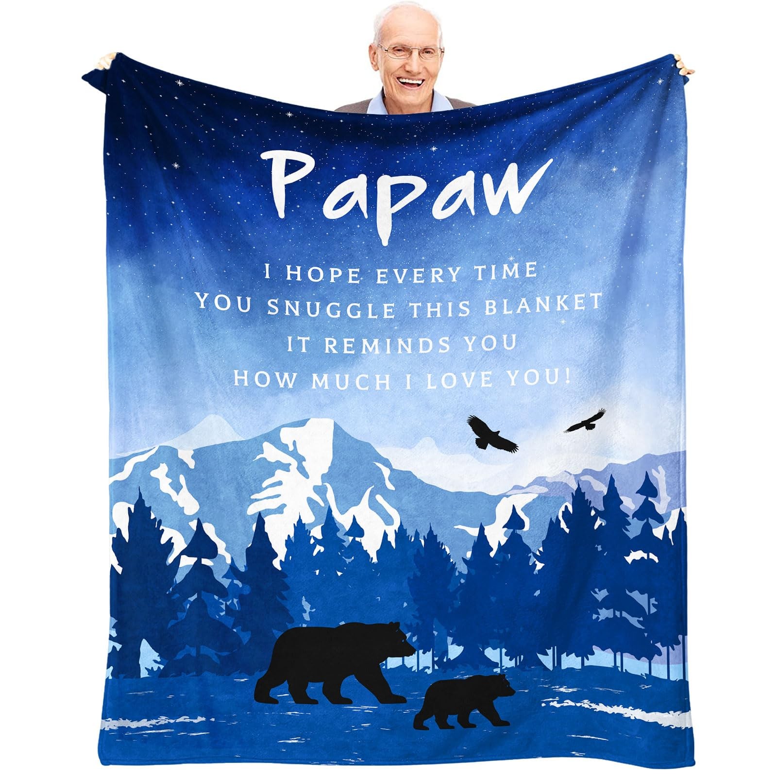 Papaw Grandpa Throw Blanket From Grandkids 60x50 Inch Birthday Christmas