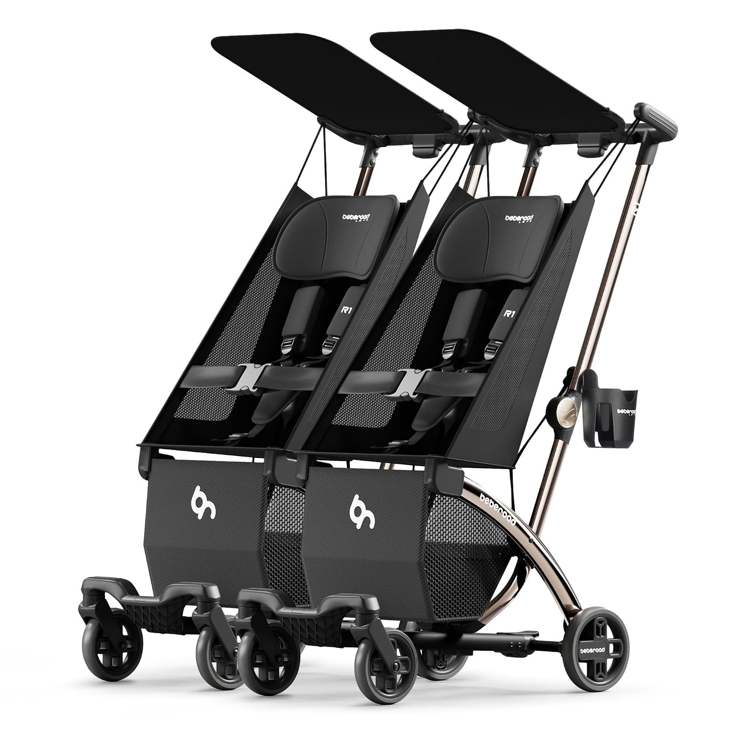 R1 Auto-Folding Ultra Lightweight Double Stroller Twin Strollers Side by Side