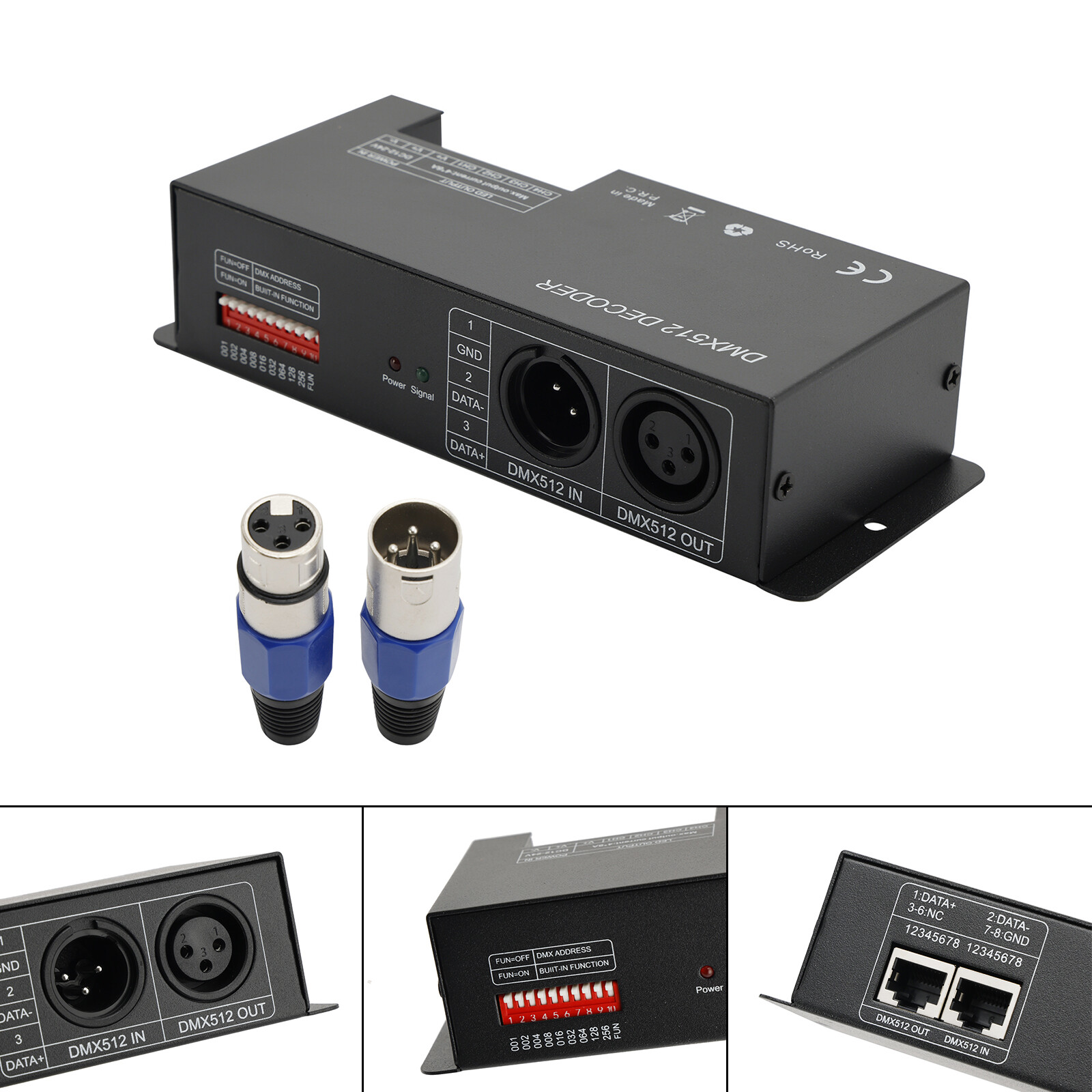4 Channel DMX 512 Decoder RGBW PWM Dimmer Driver LED Strip Light Controller A B9