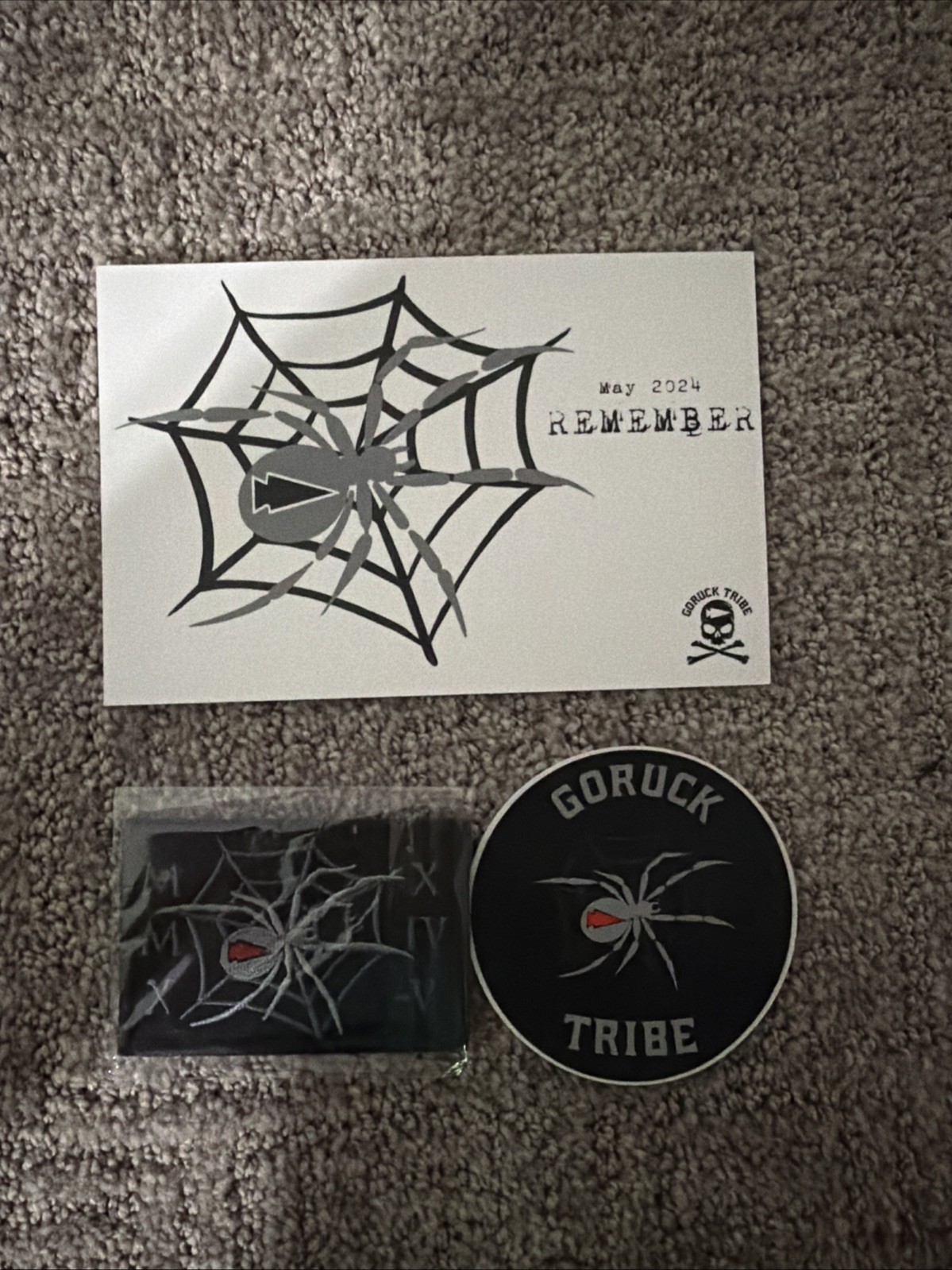GORUCK Tribe May 2024 Remember Patch + Sticker + Workout Card Set