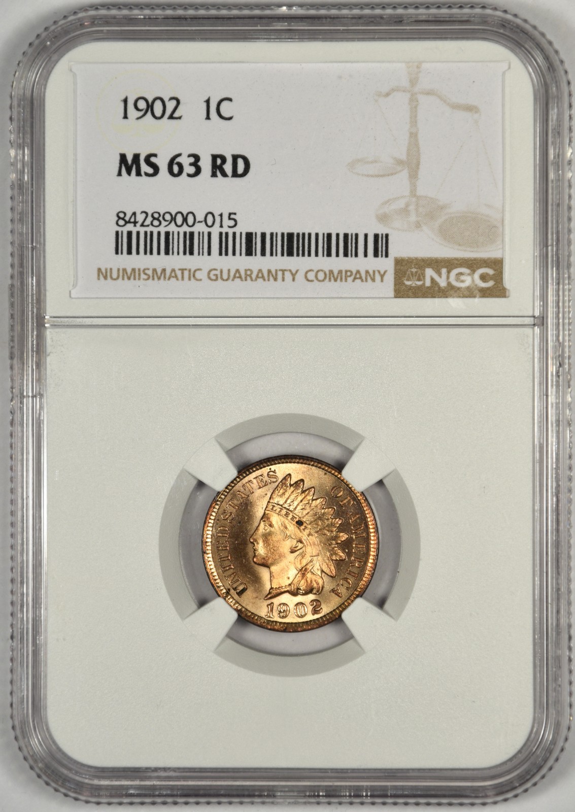 1902 INDIAN HEAD CENT ~ NGC MS63 RD