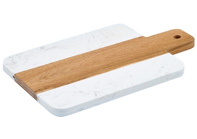 Winco Wood-and-Marble Serving Board 11-1/2" x 7" x 1/2" Thick - 1 Each