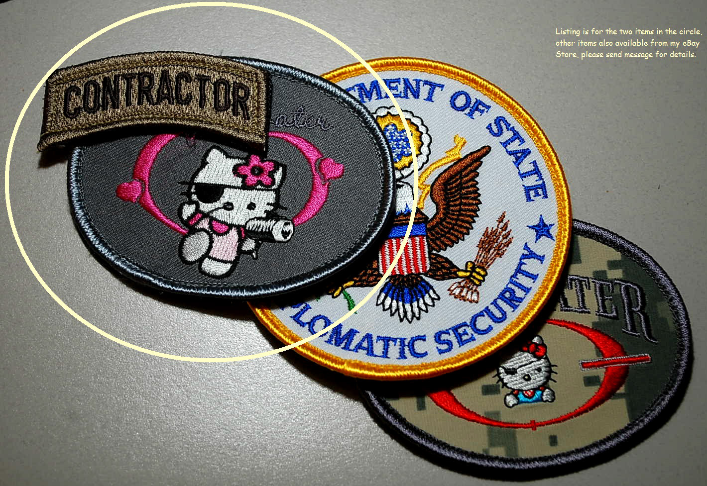 PRIVATE MILITARY CONTRACTOR PMC DIPLOMATIC SECURITY vêlkrö 3-PC SET: Hello Kitty