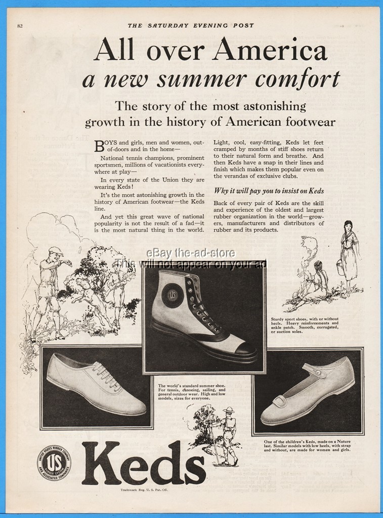 1922 Keds United States Rubber Shoes Footwear Sneakers All Over America Ad