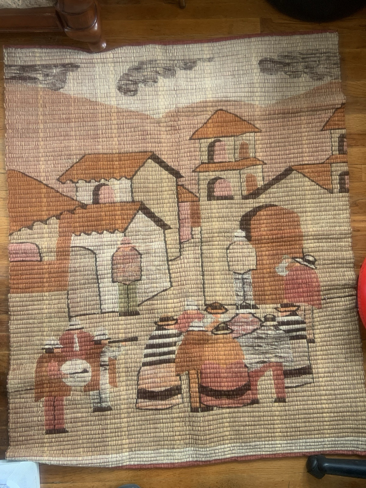 Handmade Peruvian Wall Tapestry Art Rug Woven Wool Artisan Crafted Mat