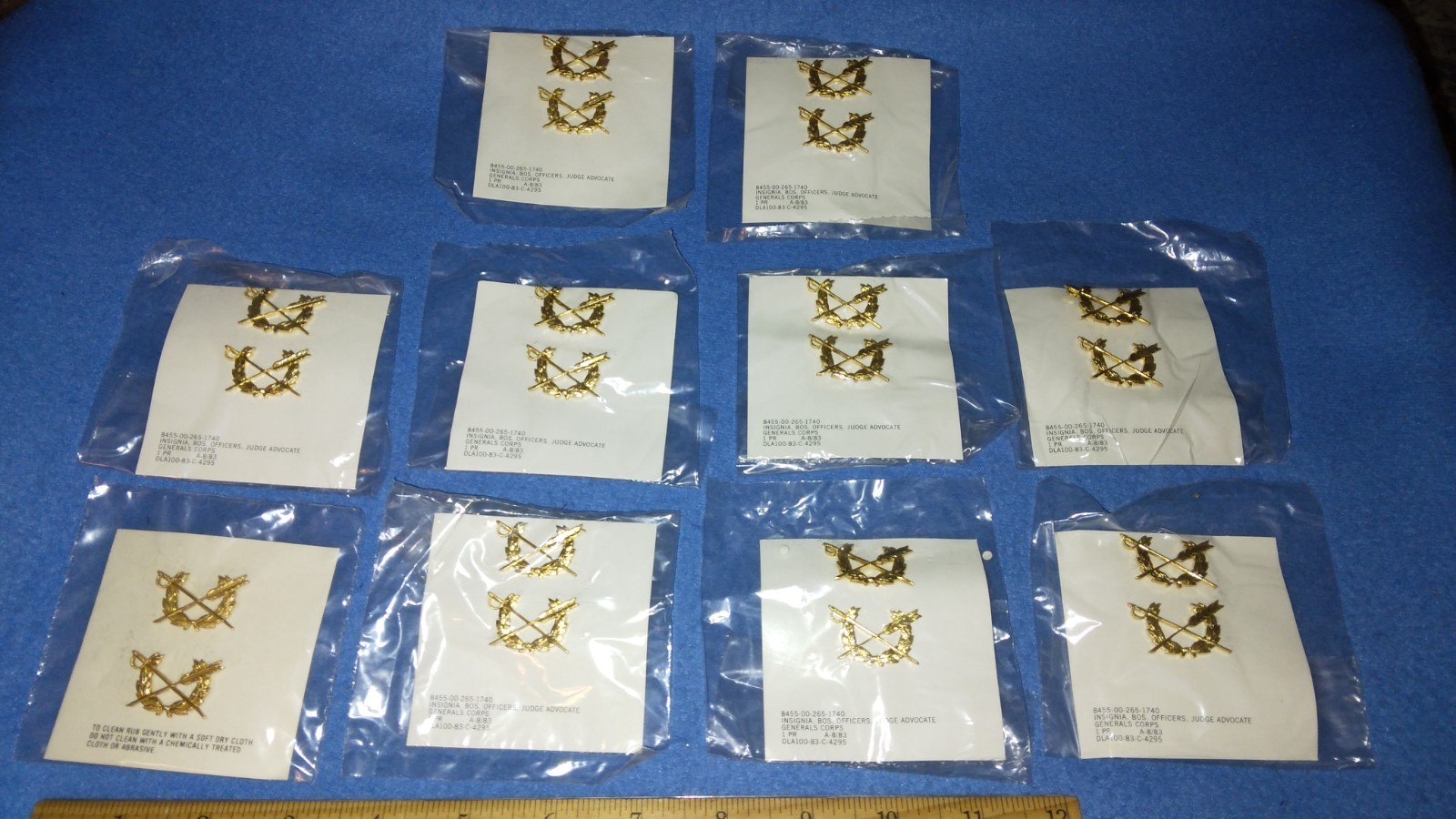 LOT OF 10 PAIRS OF - JAG Judge Advocate General Insignia Military Pins - 8/83