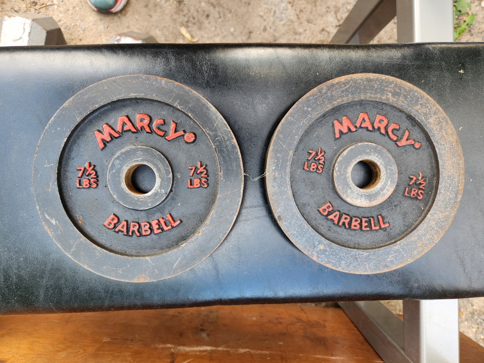 Marcy 7.5 Lb Pair Weight Plates Set Barbell 15 lbs 7 1/2 lb Red Black 1"