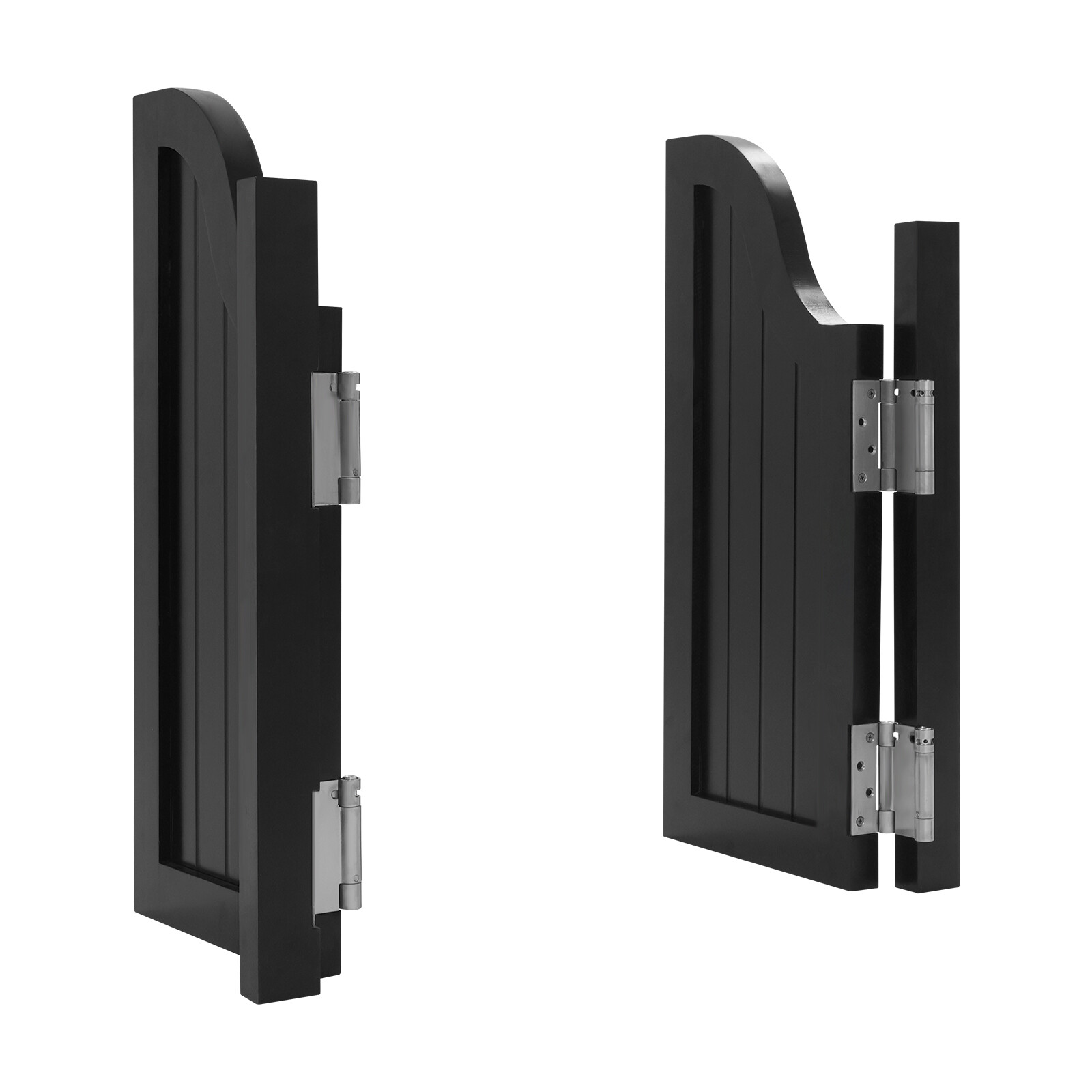 Modern Swing Solid Wood Door Vertical Stripe Partition Door 70x70cm Black