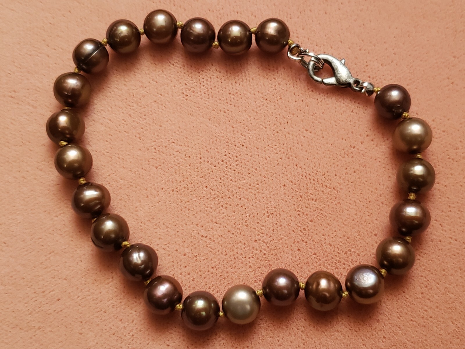 Hand-Made GENUINE * PEARL * BRACELET 8" Individual knot 8 mm- Made in USA