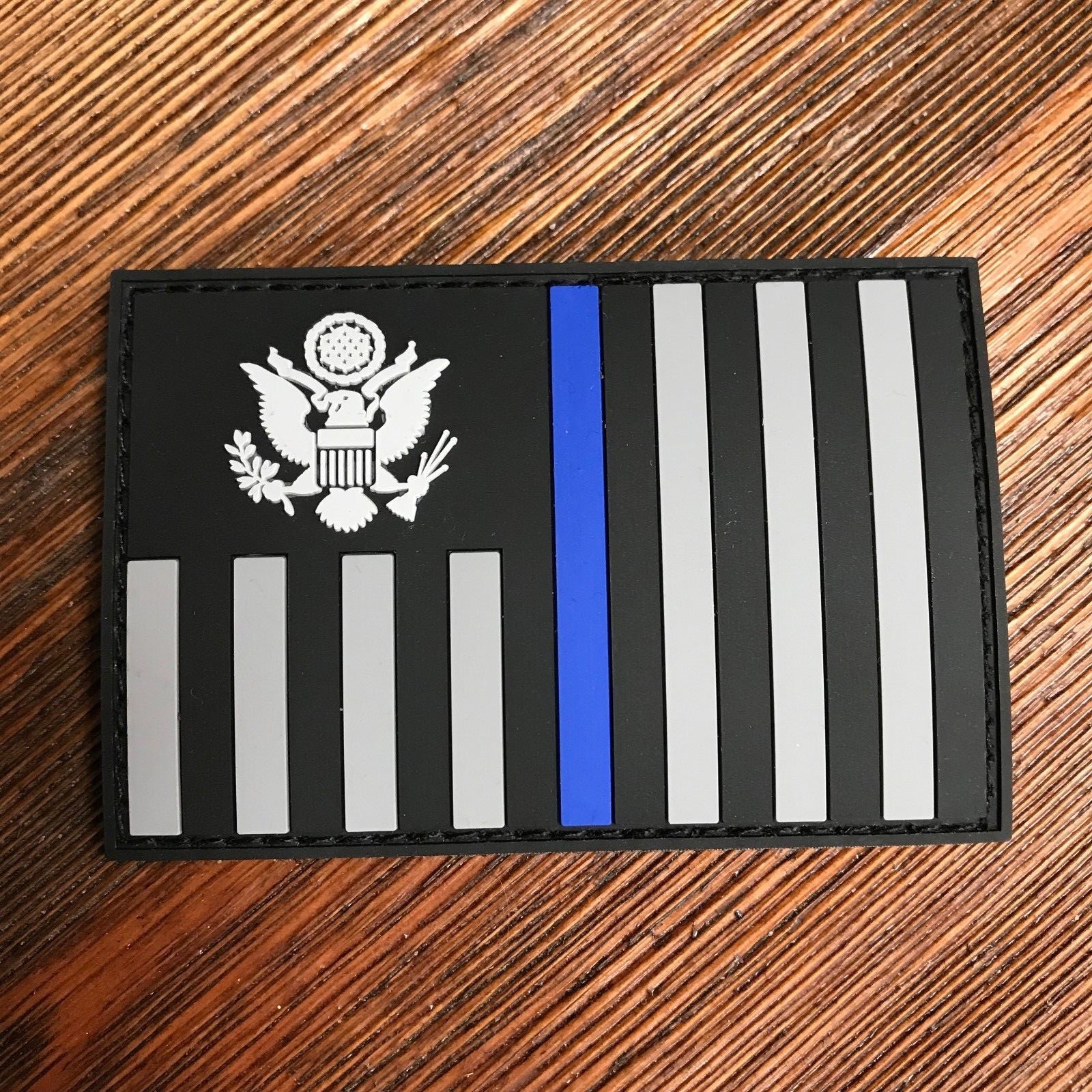 Thin Blue Line Subdued US Customs and Border Protection Ensign Flag PVC Patch