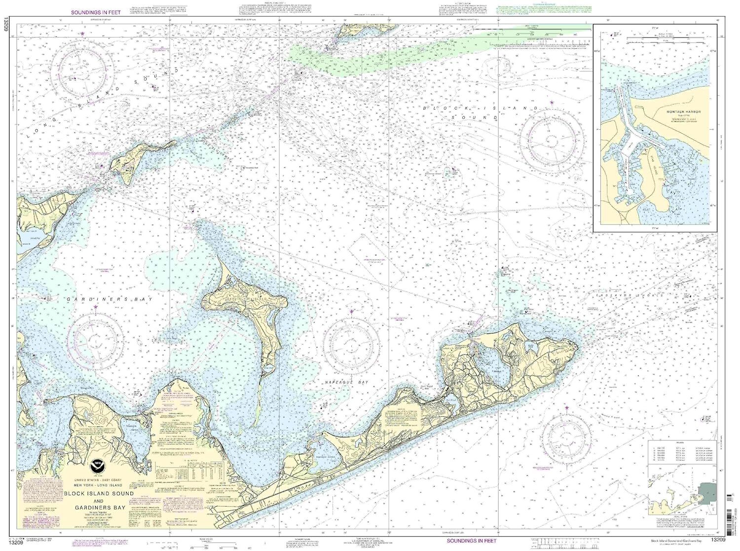 NOAA Chart Block Island Sound and Gardiners Bay; Montauk Harbor 27th Ed. 13209