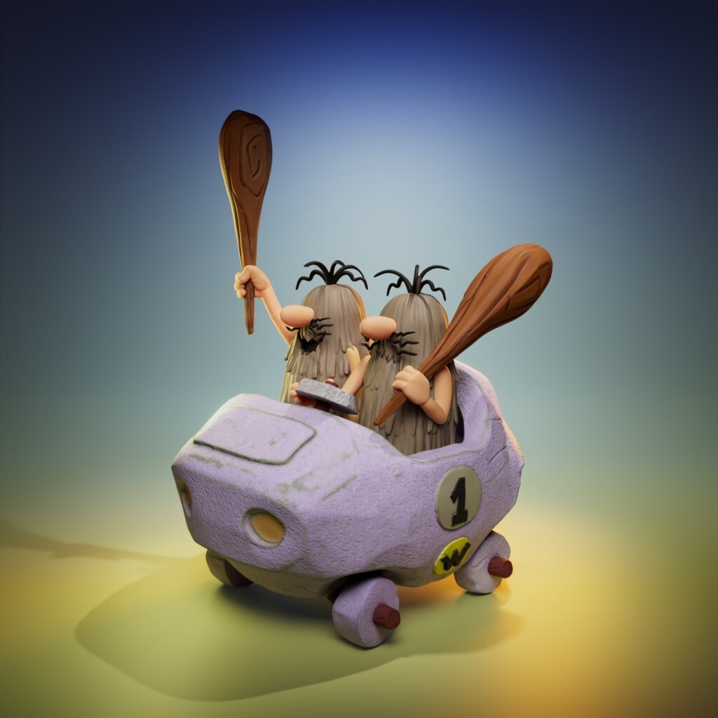 UNPAINTED Wacky Races Boulder Mobile 3D Printed Model Kit UW
