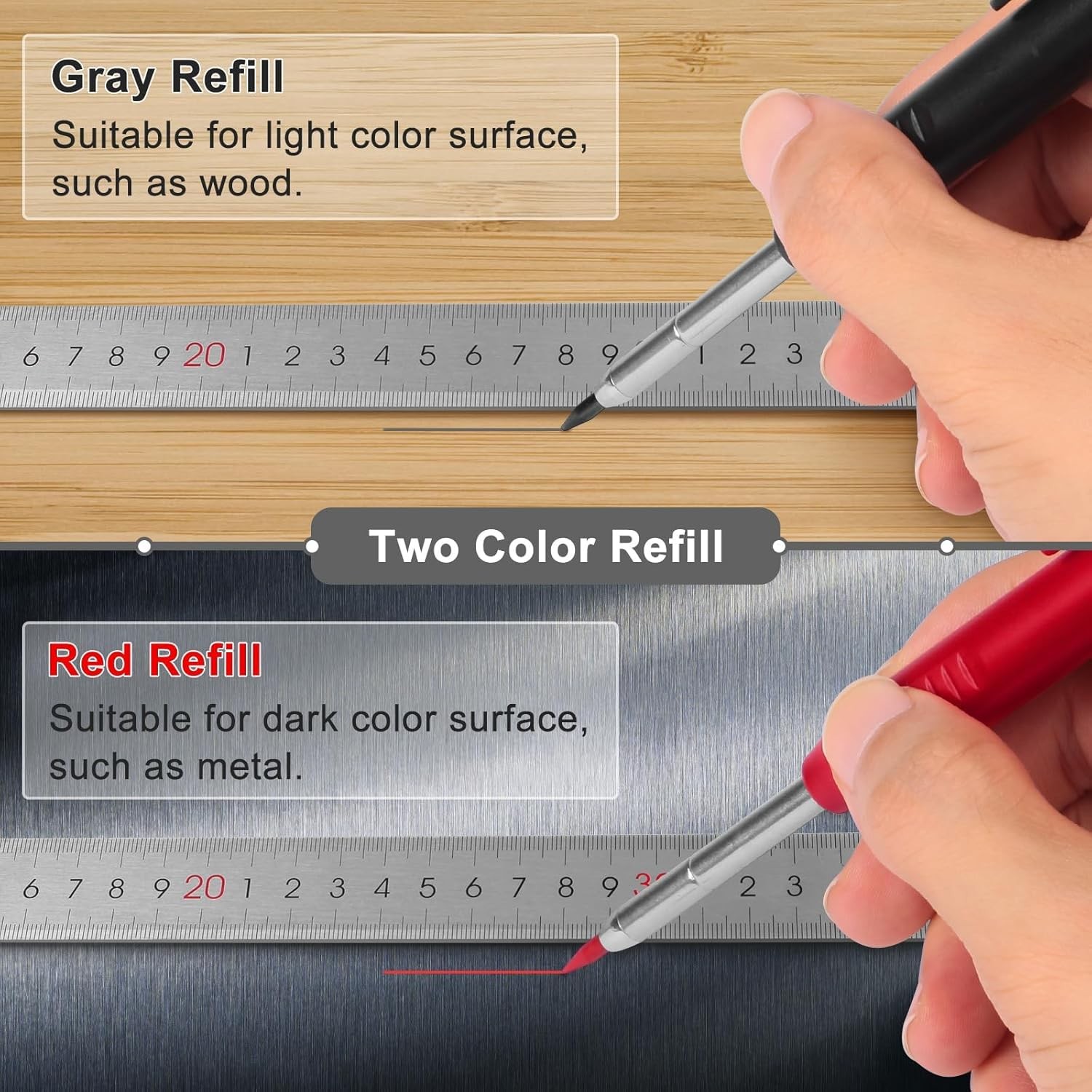 2 Pack Carpenter Construction Pencils Mechanical Pencils with 12 Refills,.