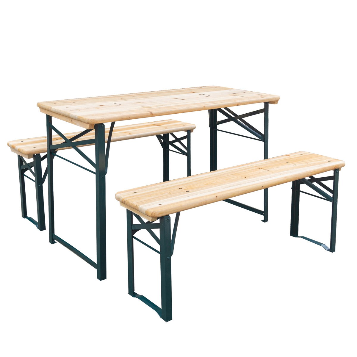 Folding Picnic Table Set with Benches Portable Wooden Outdoor Dining Table