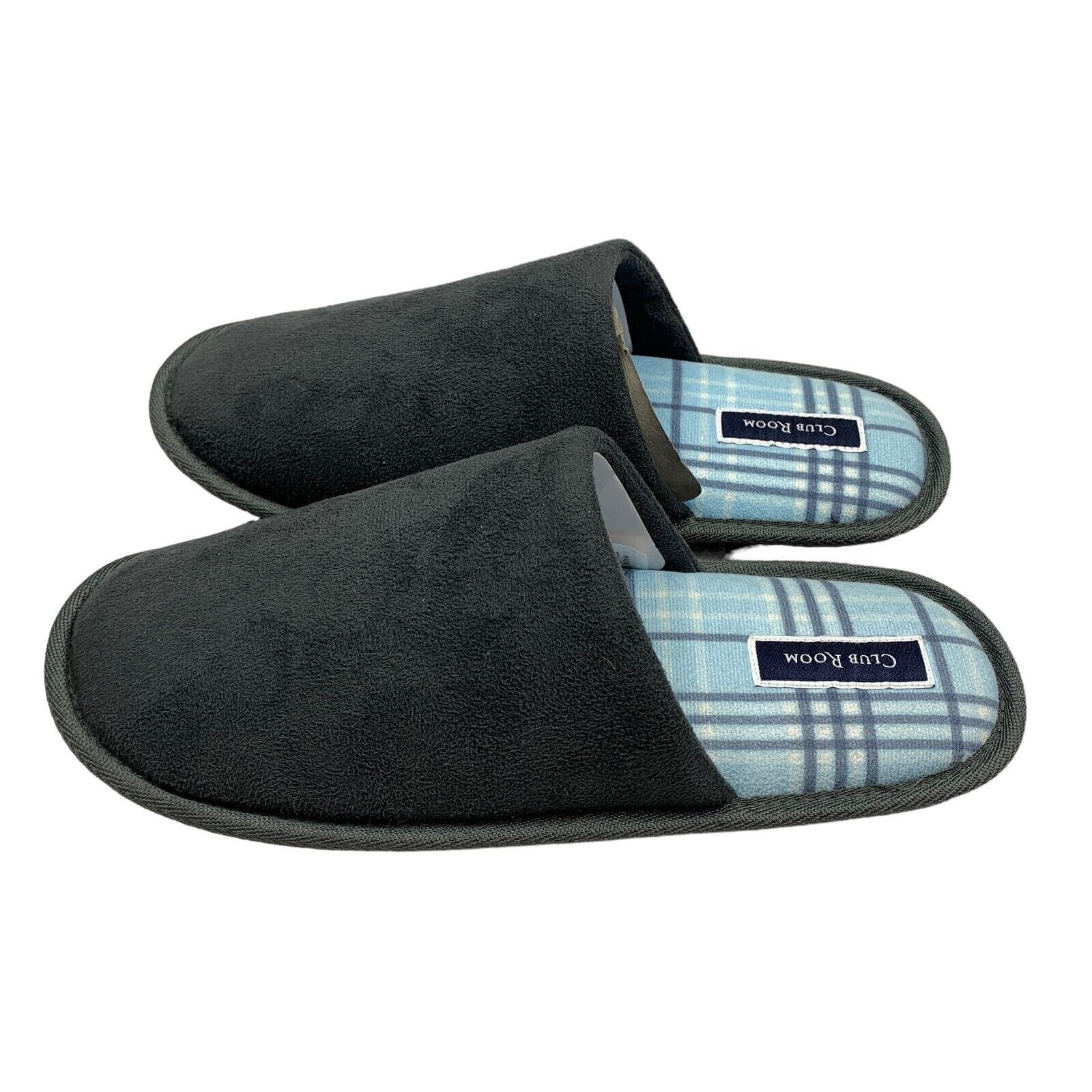 Club Room Indoor/Outdoor Comfort Slip-On Men's Classic Mule Slippers Grey, Small