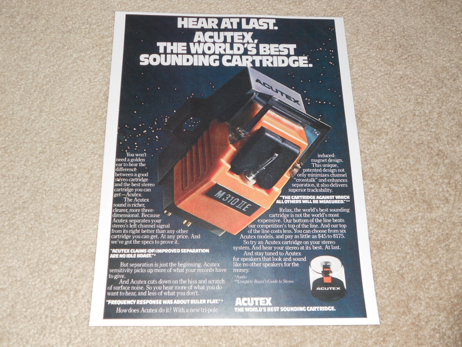 Acutex M310IIE Cartridge Ad, 1978, Article, Acutex History! 1 page