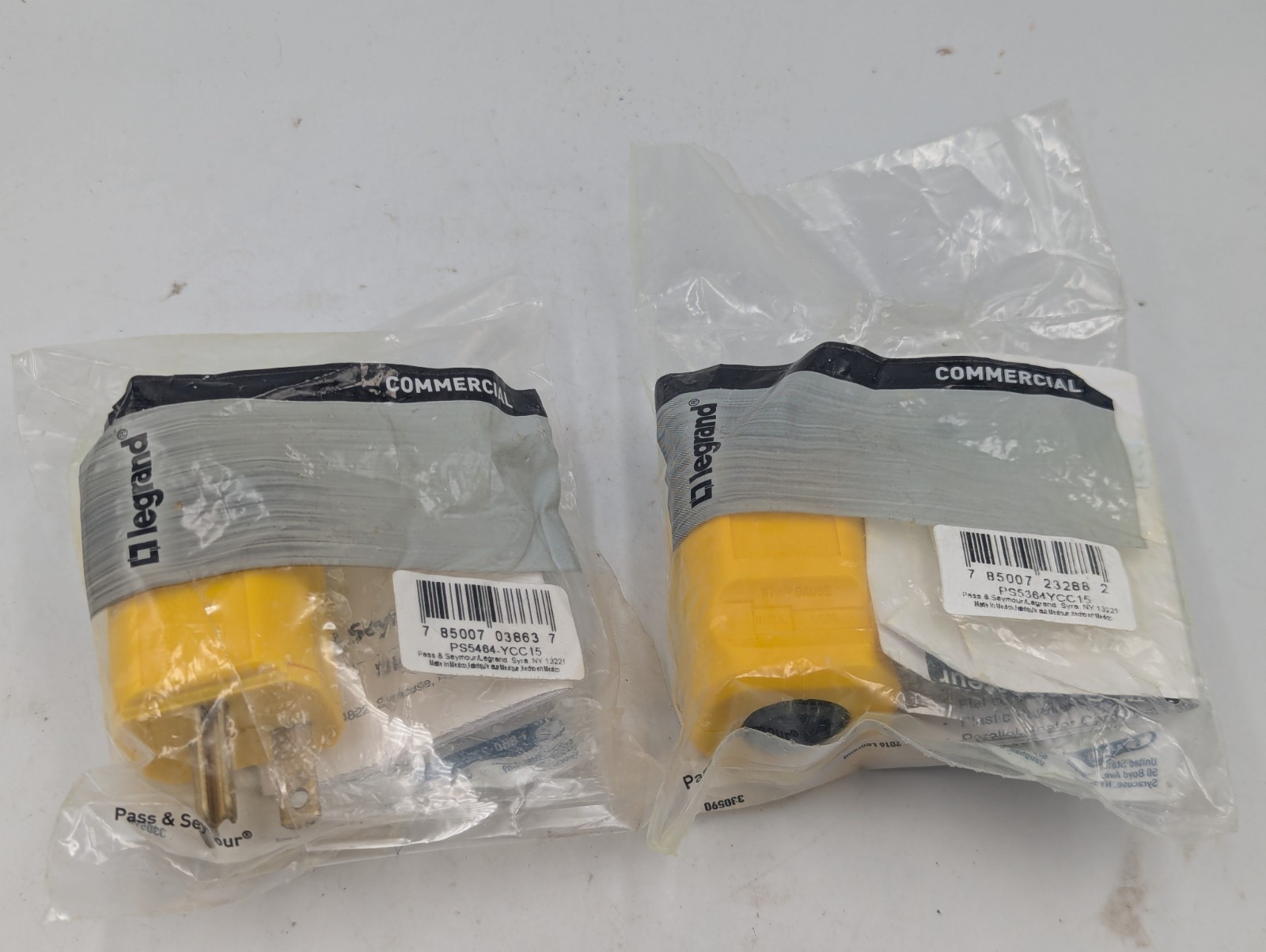 Legrand Male Grounding Plug Yellow 3-Wire 20A 250V PS5464YCC15, New Lot Of 2