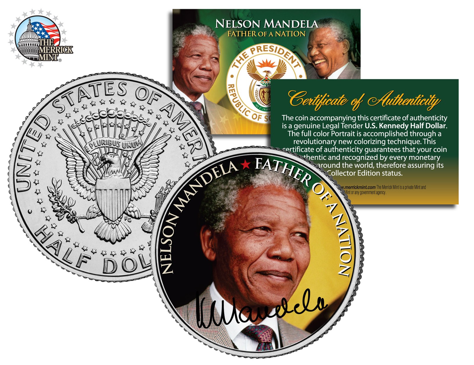 NELSON MANDELA *Father of a Nation* Portrait Kennedy Half Dollar US Coin