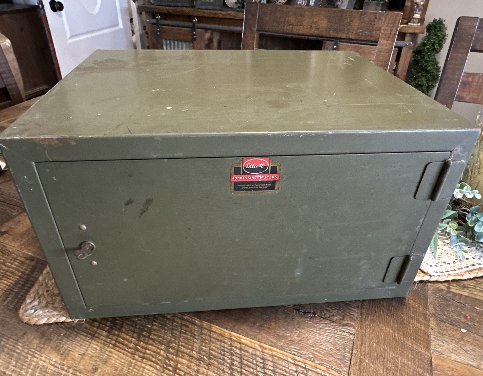 Elliott Addressing Systems Locking Metal Cabinet Industrial Organizer USA 1940s