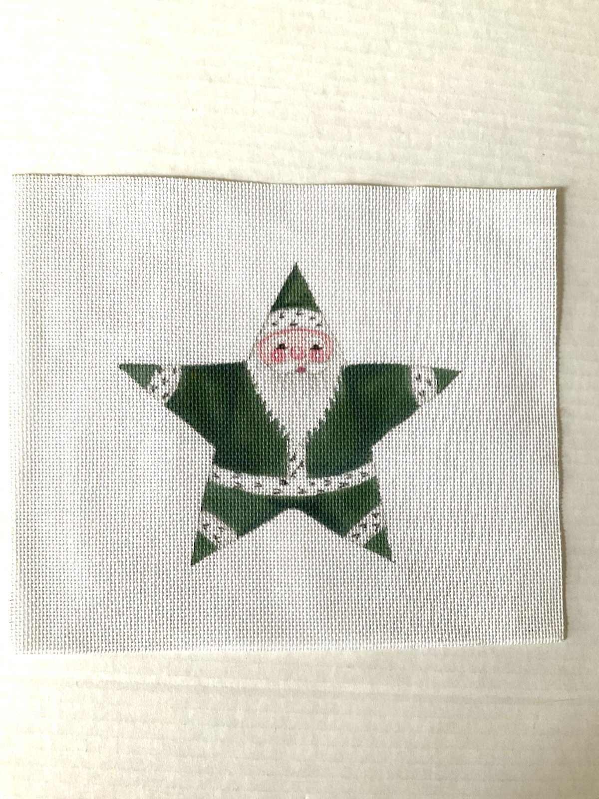 Star Santa Ornament Needlepoint Canvas 18 Count Mono 9x7-1/2 Design 5-3/4x5 New